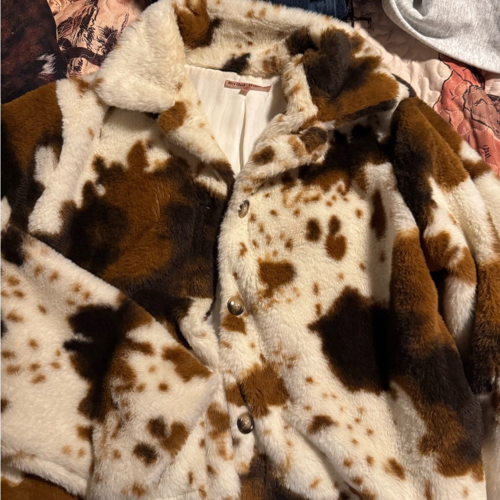 Cow print coat